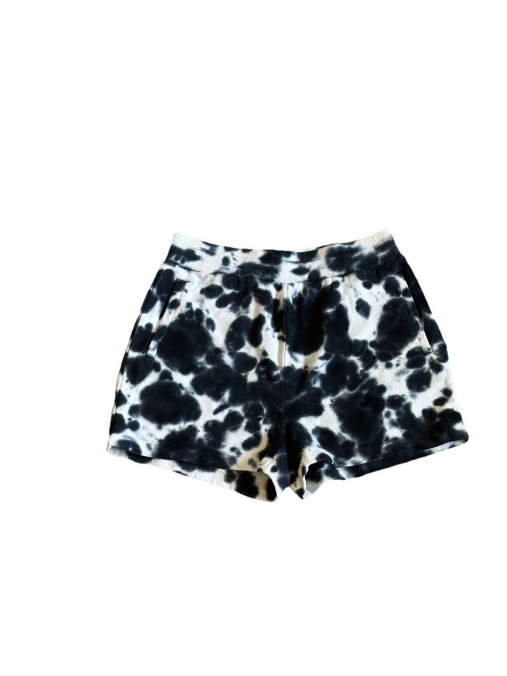 525 America French Terry Tie-Dye High Waisted Summer Shorts Black & White S NWT